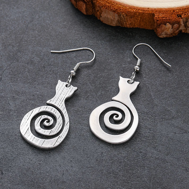 Cassandra Spiral Cat Earrings 4