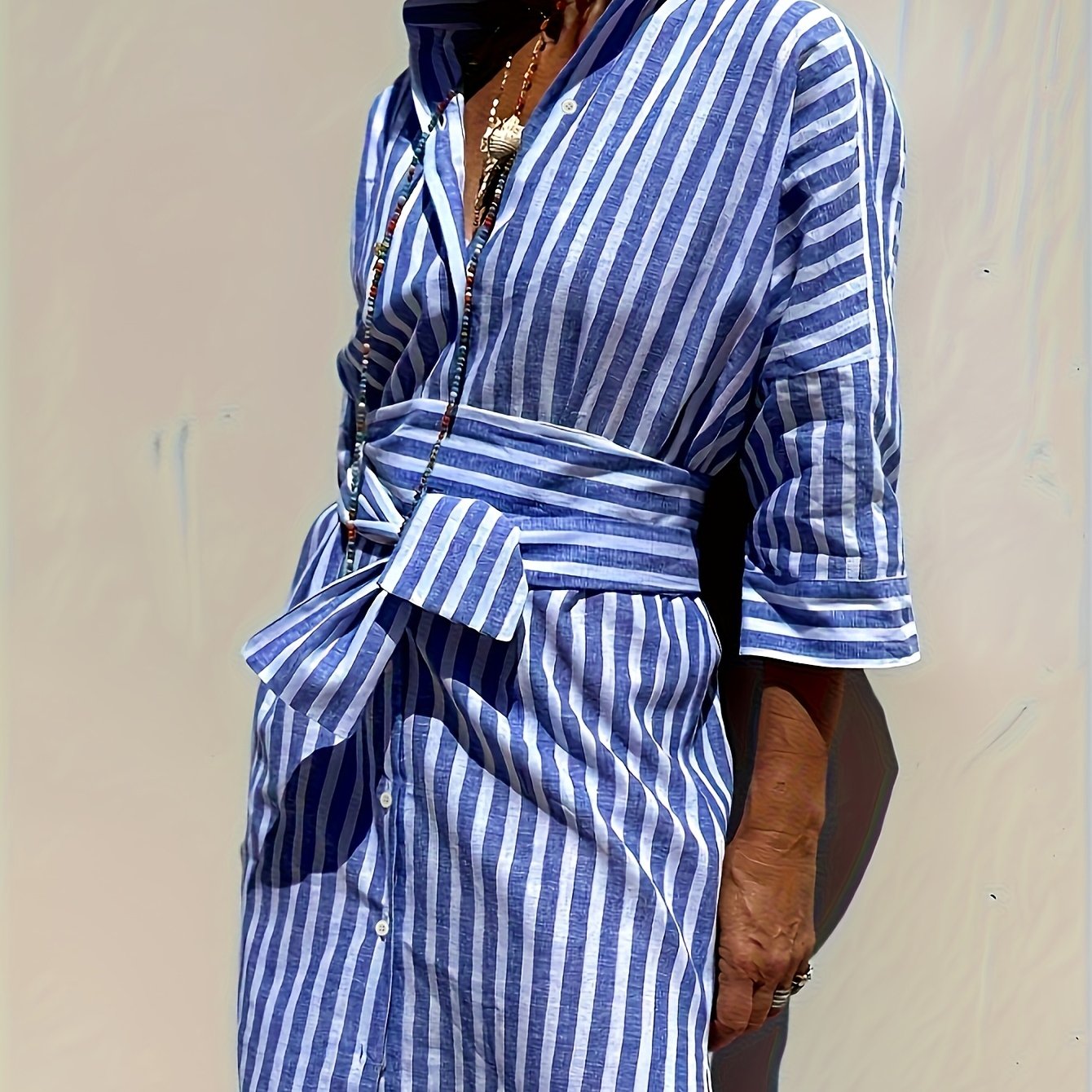 Cassandra Striped Shirt Dress 0