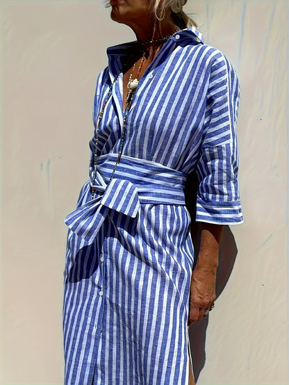 Cassandra Striped Shirt Dress 1