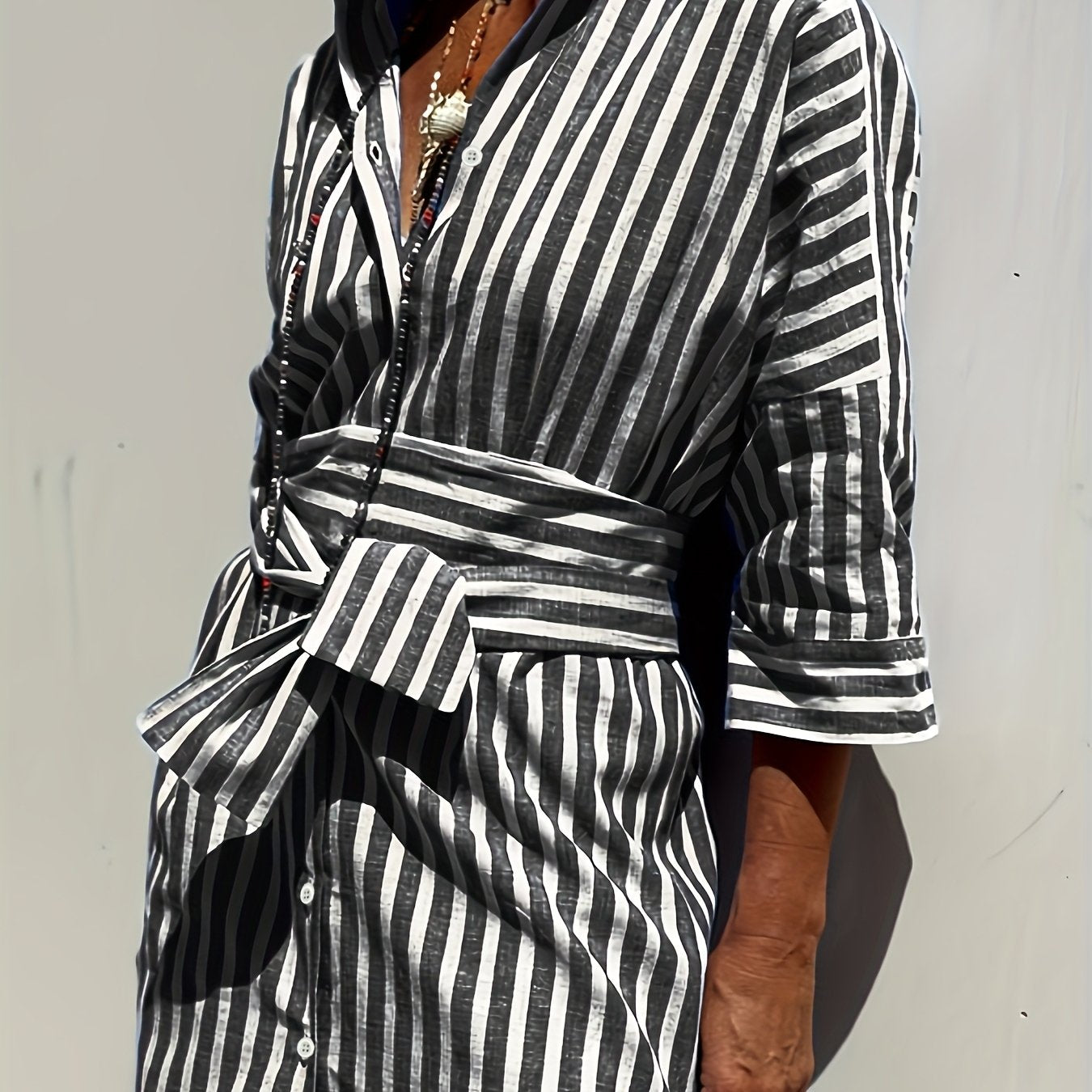 Cassandra Striped Shirt Dress 11