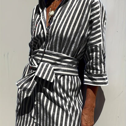 Cassandra Striped Shirt Dress 11