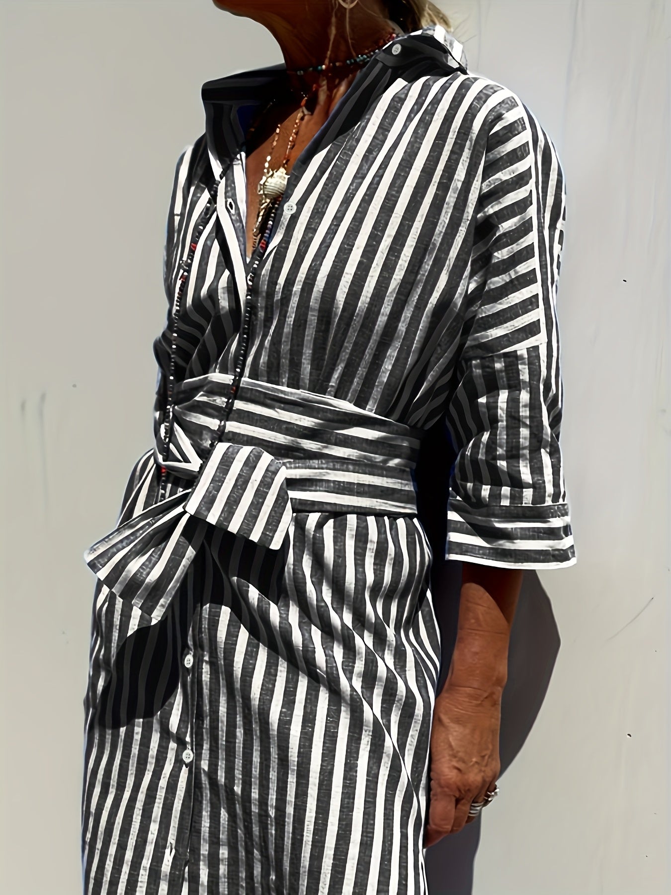 Cassandra Striped Shirt Dress 4