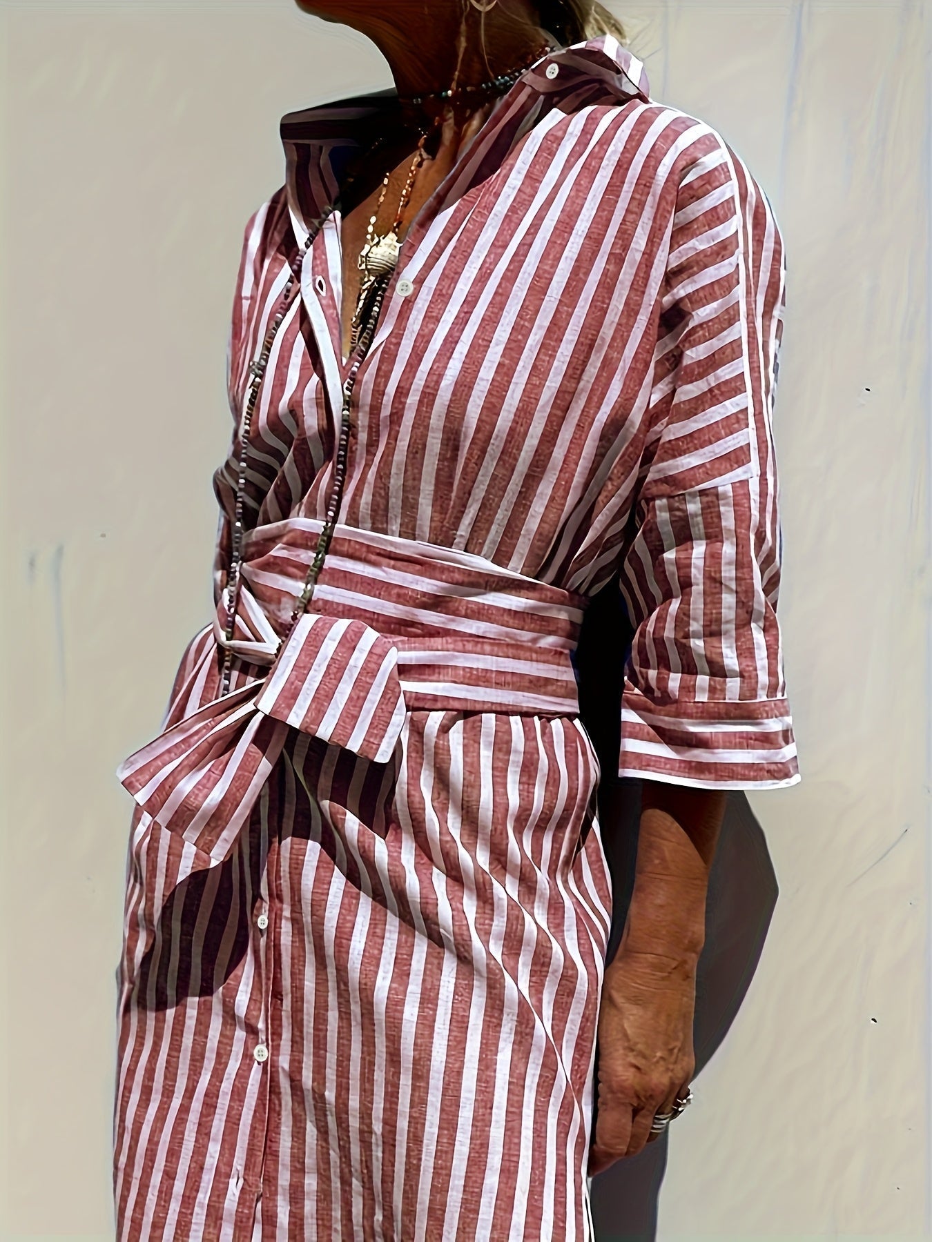 Cassandra Striped Shirt Dress 6