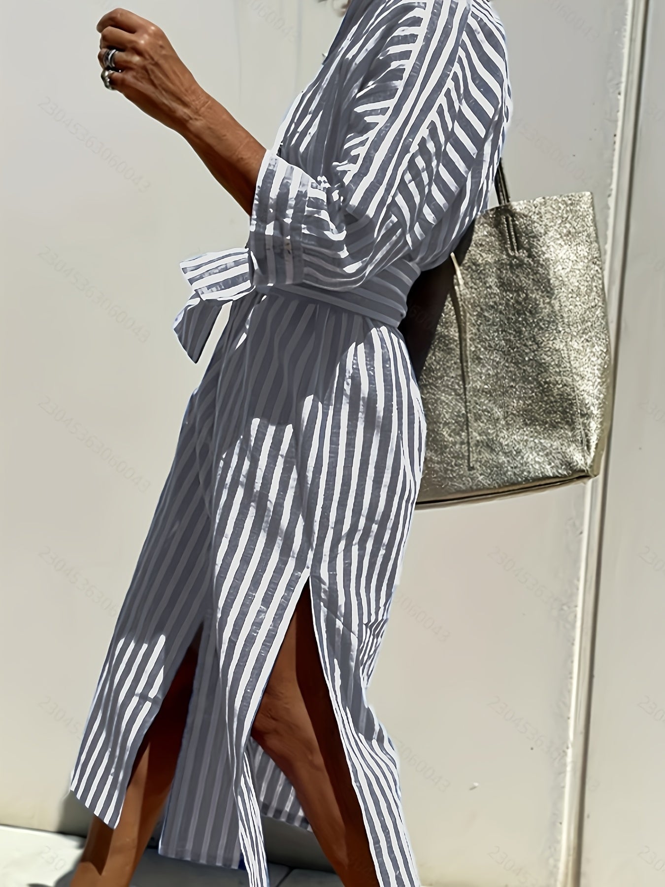 Cassandra Striped Shirt Dress 8