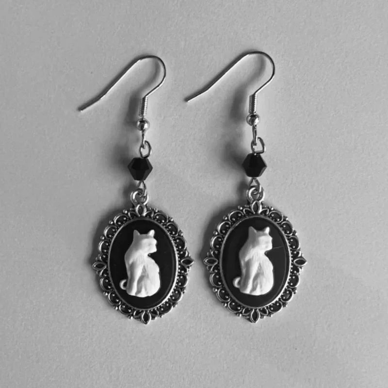 Cassandra Vintage Cat Drop Earrings 1
