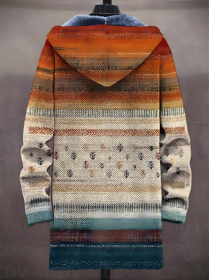 Unisex multicolour abstract zip-up hoodie with hood and long sleeves