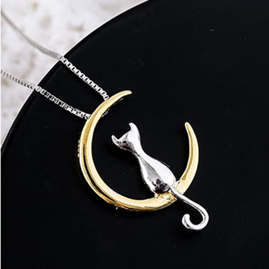 Celeste Cat Crescent Necklace 0