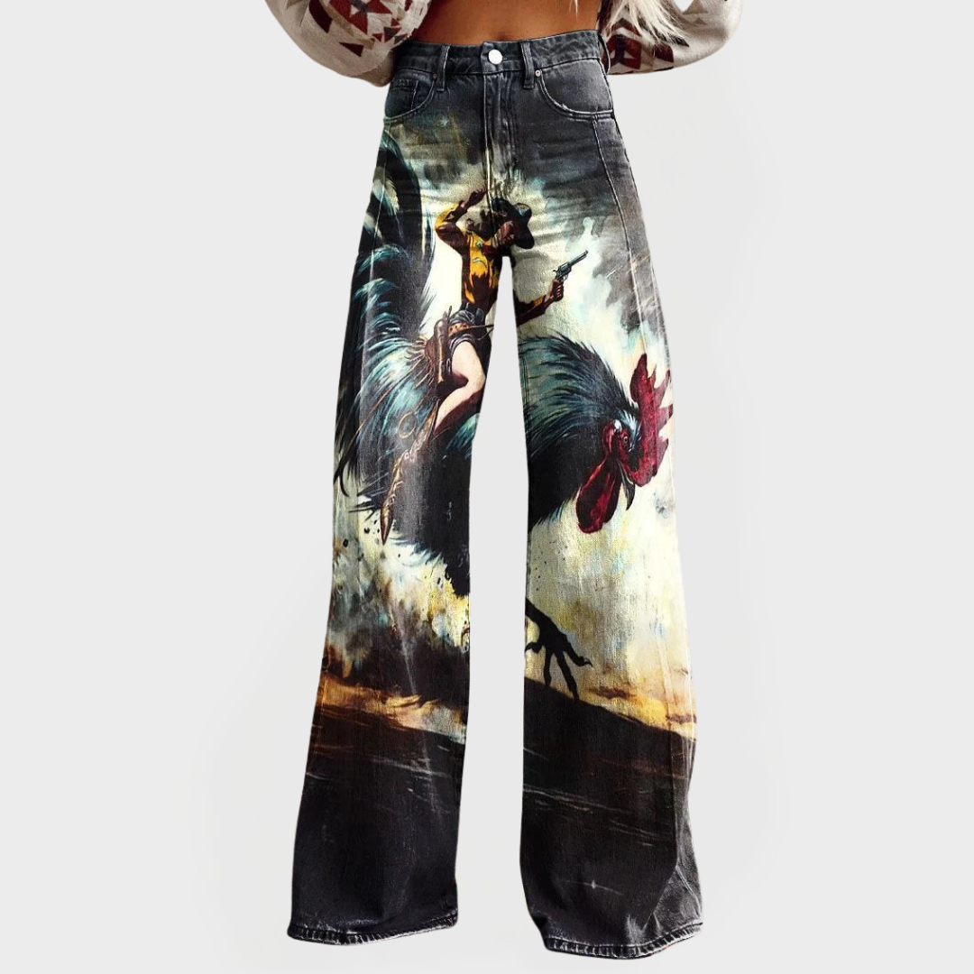 Celeste Graphic Denim Trousers 0