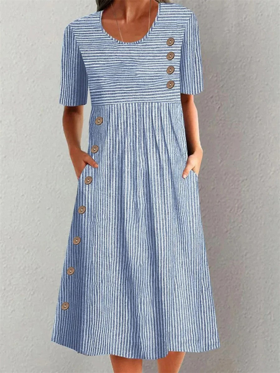 Celia Striped Midi Dress 0
