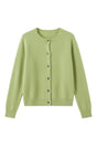 Women's round neck button front cardigan with long sleeves