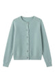 Women's round neck button front cardigan with long sleeves