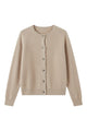 Women's round neck button front cardigan with long sleeves