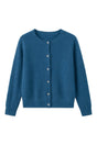 Women's round neck button front cardigan with long sleeves