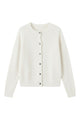 Women's round neck button front cardigan with long sleeves
