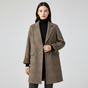 Women's checked trench coat with notch lapel and patch pockets