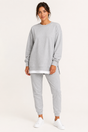 Women's crew-neck sweatshirt and jogger set with side slits