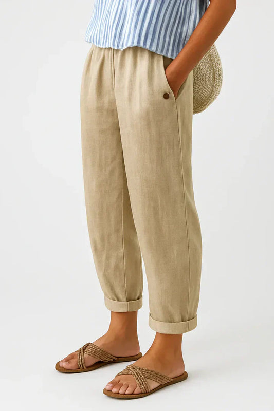 Harriet Linen Cotton Crop Trousers