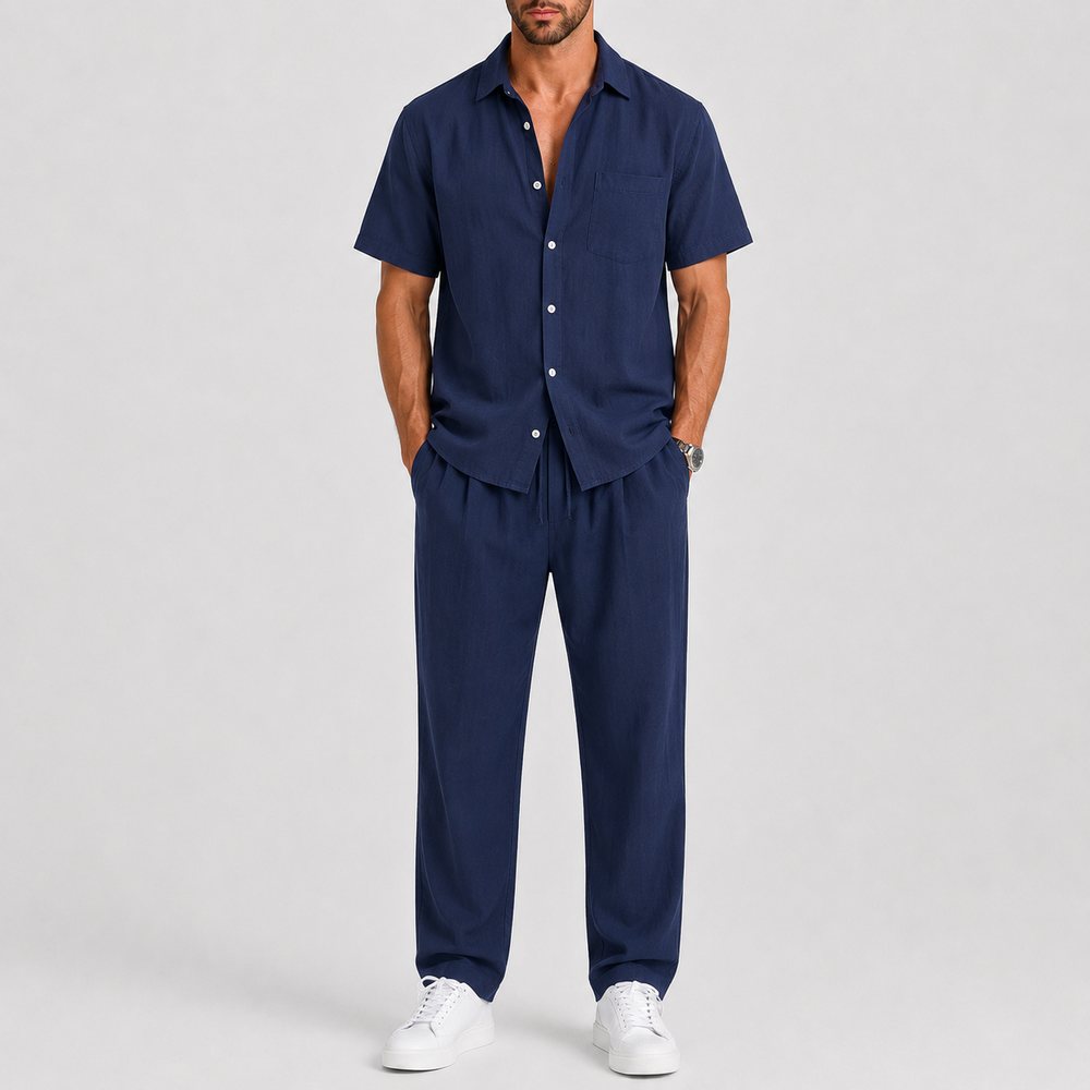 Men's Summer Set – Shirt & Wide-Leg Trousers Two-Piece Outfit 2