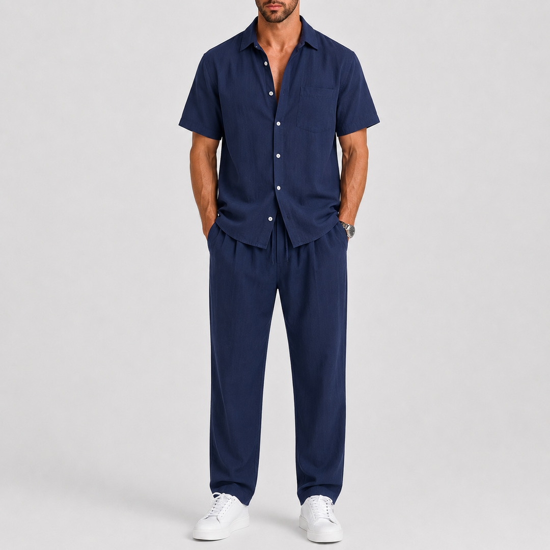 Men's Summer Set – Shirt & Wide-Leg Trousers Two-Piece Outfit 2