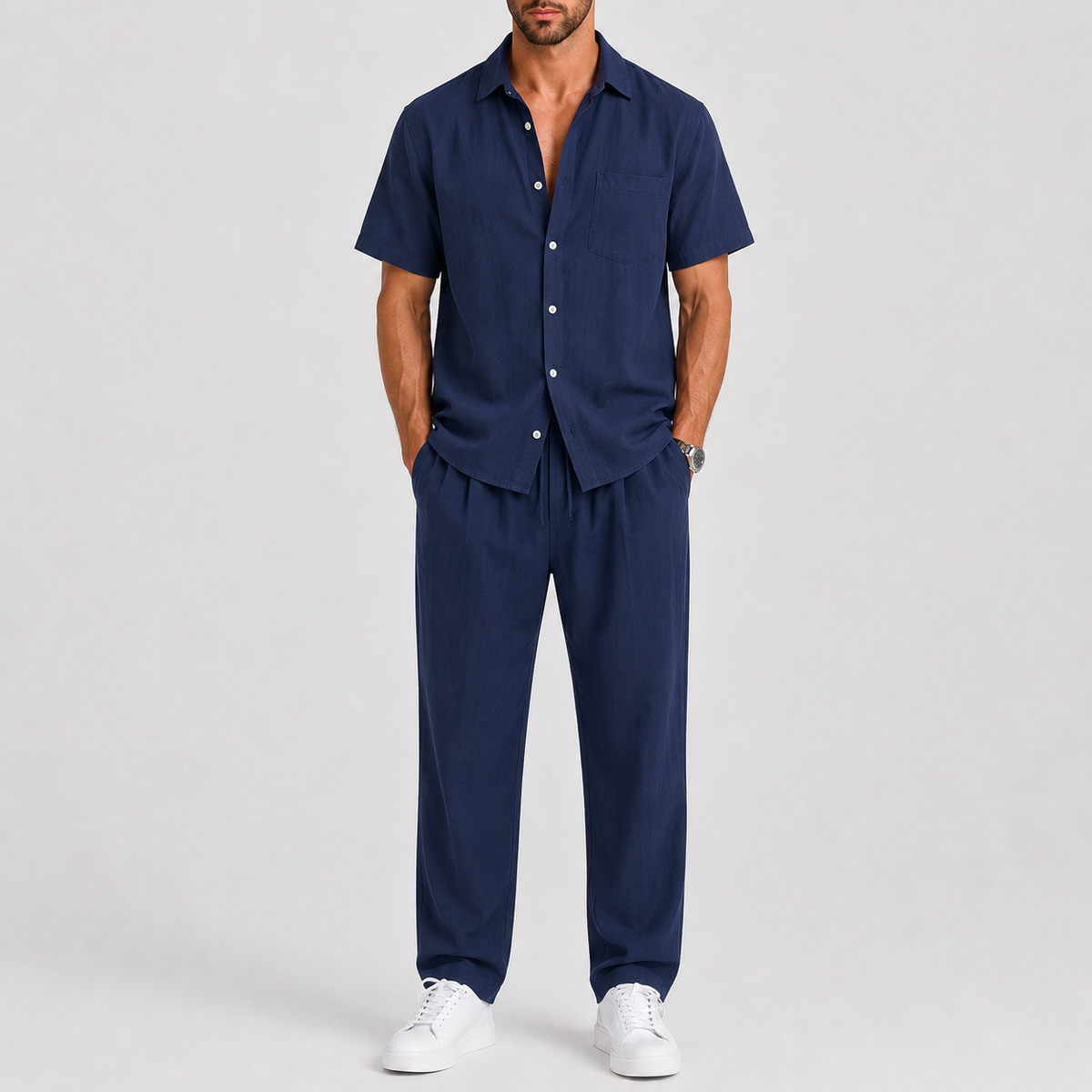 Men's Summer Set – Shirt & Wide-Leg Trousers Two-Piece Outfit 2