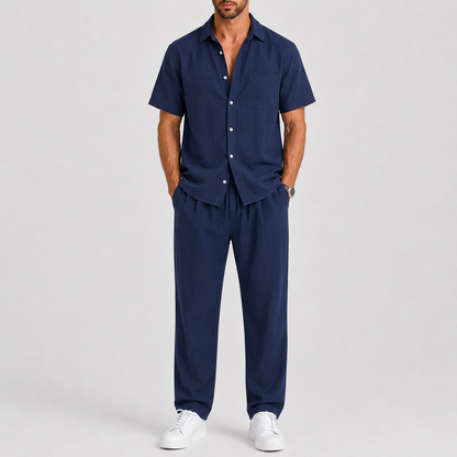 Men's Summer Set – Shirt & Wide-Leg Trousers Two-Piece Outfit 2