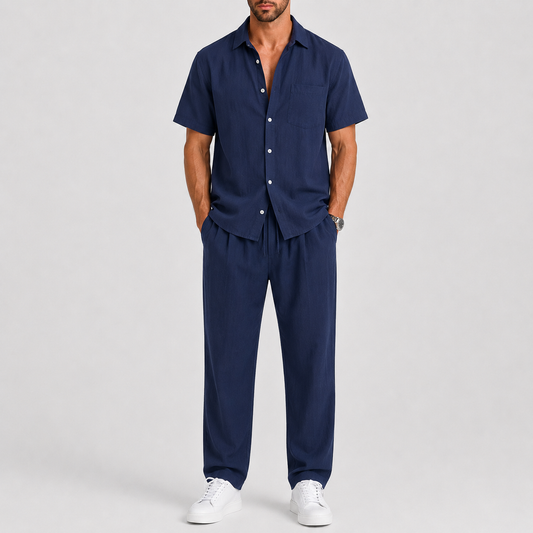Men's Summer Set – Shirt & Wide-Leg Trousers Two-Piece Outfit 2