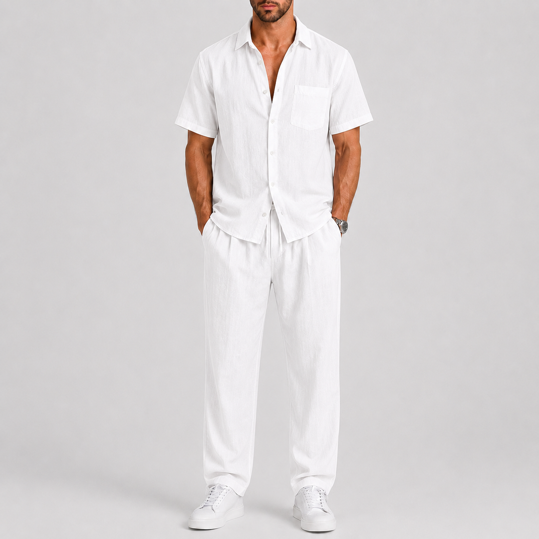 Men's Summer Set – Shirt & Wide-Leg Trousers Two-Piece Outfit 4
