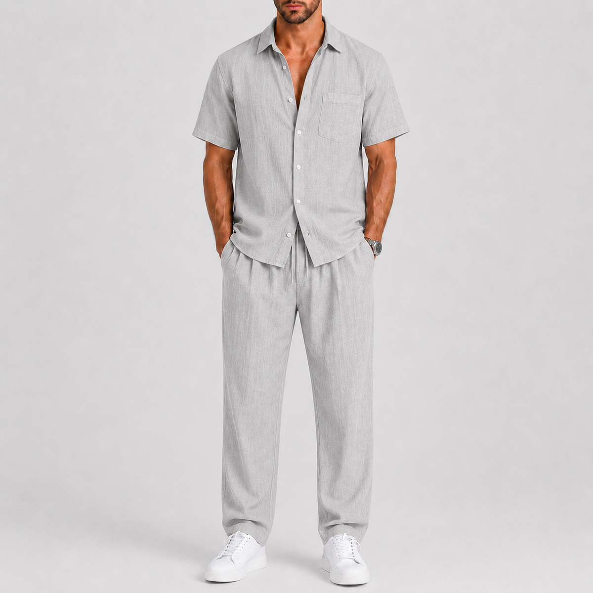 Men's Summer Set – Shirt & Wide-Leg Trousers Two-Piece Outfit 5