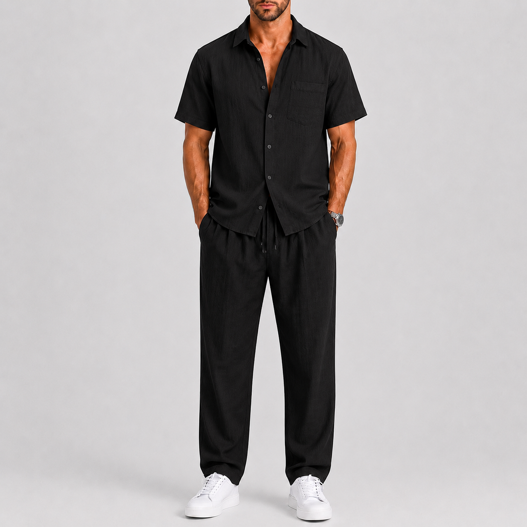 Men's Summer Set – Shirt & Wide-Leg Trousers Two-Piece Outfit 6