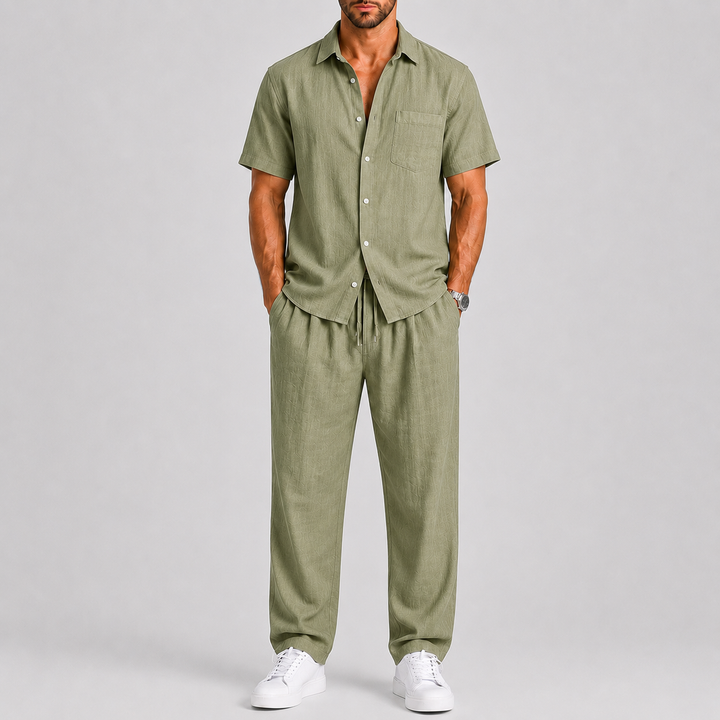 Men's Summer Set – Shirt & Wide-Leg Trousers Two-Piece Outfit 7