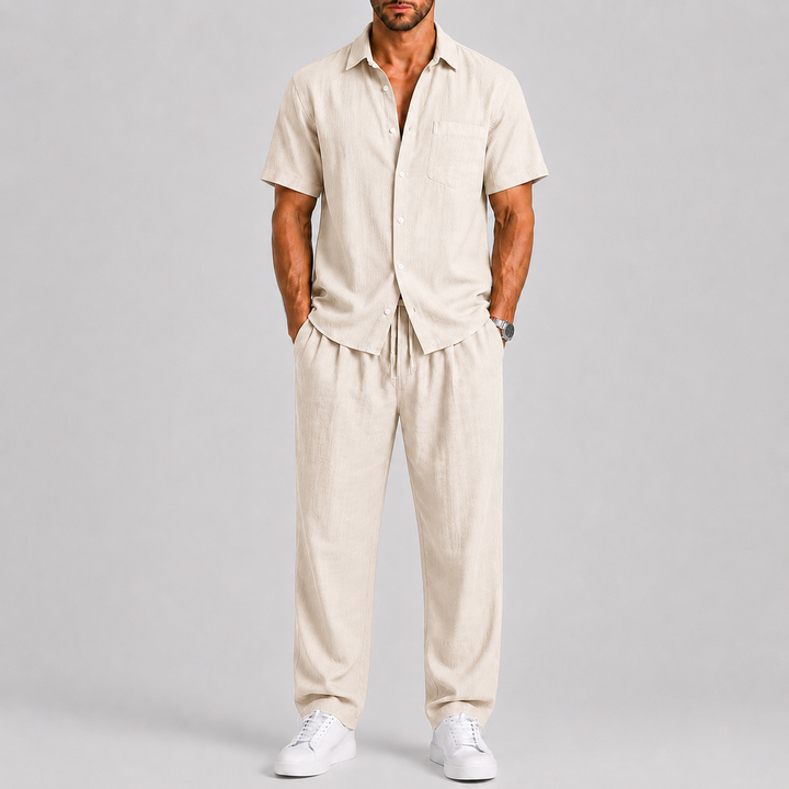 Men's Summer Set – Shirt & Wide-Leg Trousers Two-Piece Outfit 9