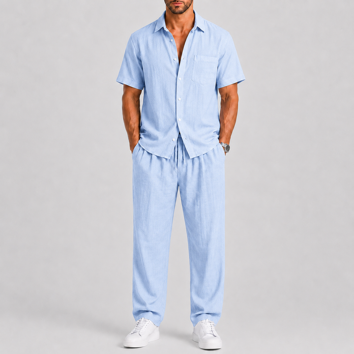 Men's Summer Set – Shirt & Wide-Leg Trousers Two-Piece Outfit 10