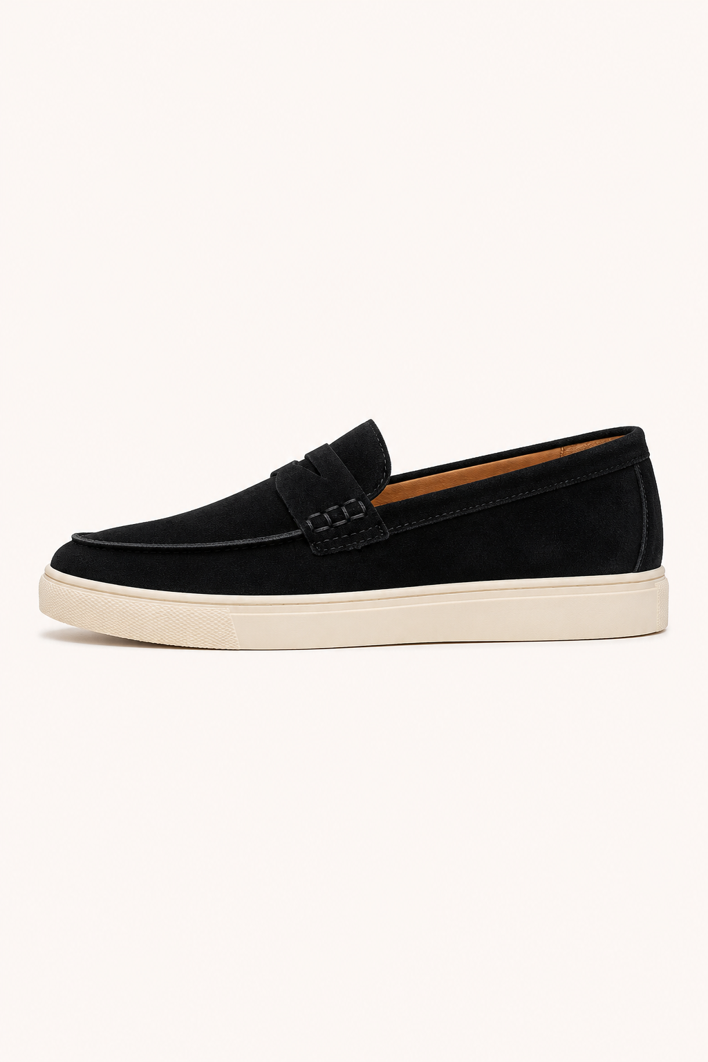 Men's plain penny loafers with flat sneaker-style sole