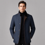Men's quilted jacket with stand collar, zip front and buttoned pockets