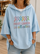Women's hooded top with multicoloured awareness ribbon graphic and short sleeves