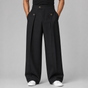 Men's wide leg trousers with front pleats, high waistband and buttoned front pockets