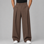 Men's wide leg trousers with front pleats, high waistband and buttoned front pockets