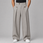 Men's wide leg trousers with front pleats, high waistband and buttoned front pockets