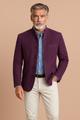 Men's Mandarin collar blazer with long sleeves, button front and flap pockets