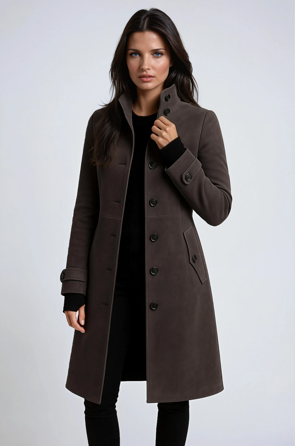 Women's hooded duffle coat with toggle fastenings and front pockets