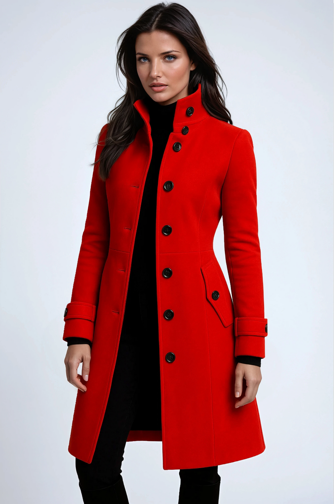 Women's hooded duffle coat with toggle fastenings and front pockets