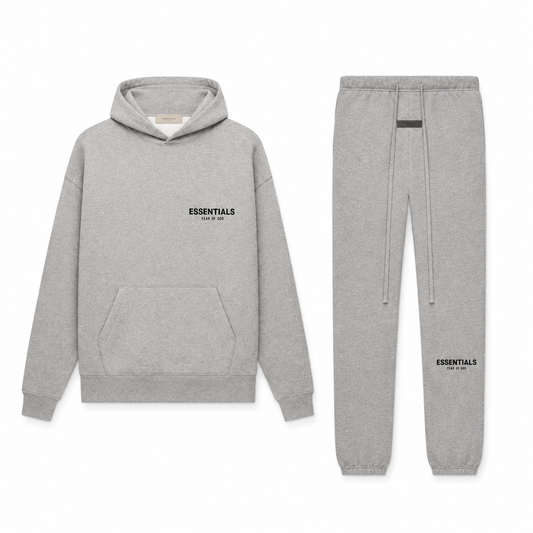 Men's gray textured hoodie and jogger trousers set