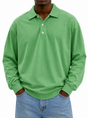 Men's long sleeve polo sweater with collar and button placket