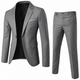 Men's two-piece suit in navy and beige with single-breasted blazer and tailored trousers