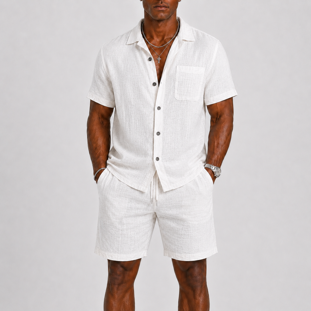 Men's Linen Set – Short-Sleeve Shirt & Shorts Two-Piece Summer Outfit 3