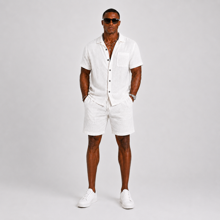 Men's Linen Set – Short-Sleeve Shirt & Shorts Two-Piece Summer Outfit 2