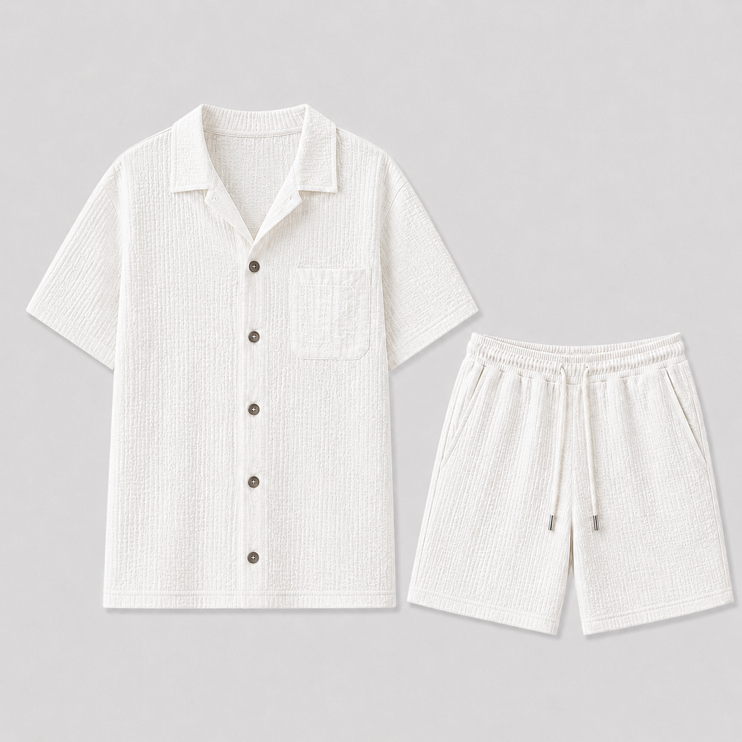 Men's Linen Set – Short-Sleeve Shirt & Shorts Two-Piece Summer Outfit 1