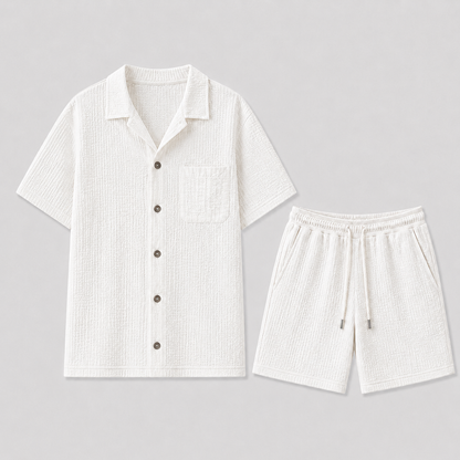 Men's Linen Set – Short-Sleeve Shirt & Shorts Two-Piece Summer Outfit 1