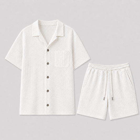 Men's Linen Set – Short-Sleeve Shirt & Shorts Two-Piece Summer Outfit 1