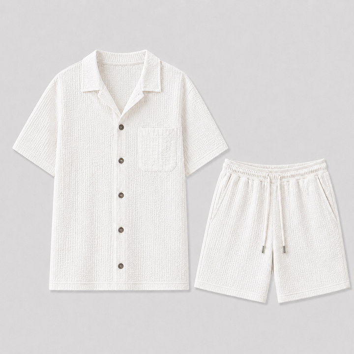 Men's Linen Set – Short-Sleeve Shirt & Shorts Two-Piece Summer Outfit 1